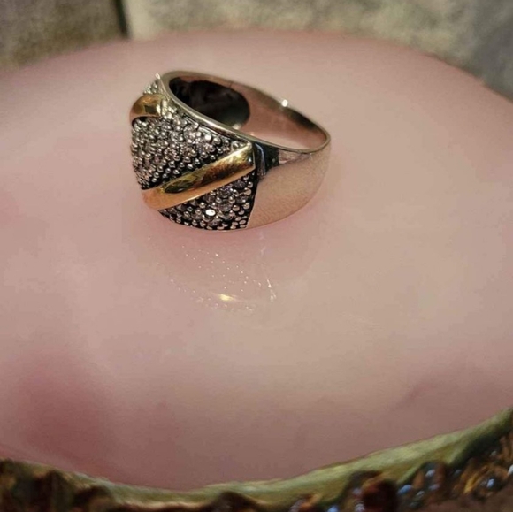 Solid sterling silver 925 & 10kt yellow gold ring size 7.5 - Picture 4 of 6